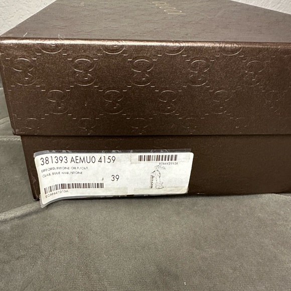 GUCCI platform sandals, Navy blue with snake skin ankle straps, Size 39 - Picture 11 of 11